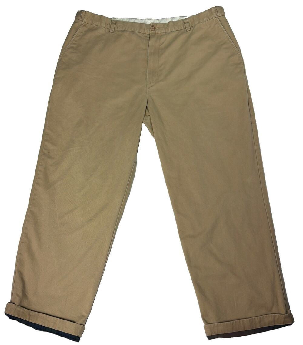 L.L. Bean Pants Mens 42x29 Beige Flannel Lined Comfort Waist Relaxed Chino